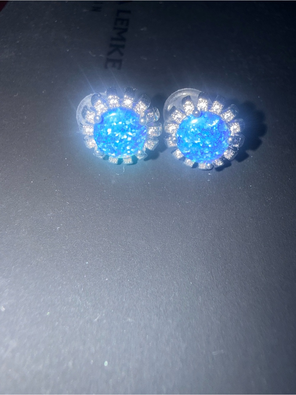 Sparkling Blue Druzy Halo Stud Earrings - Women Jewelry